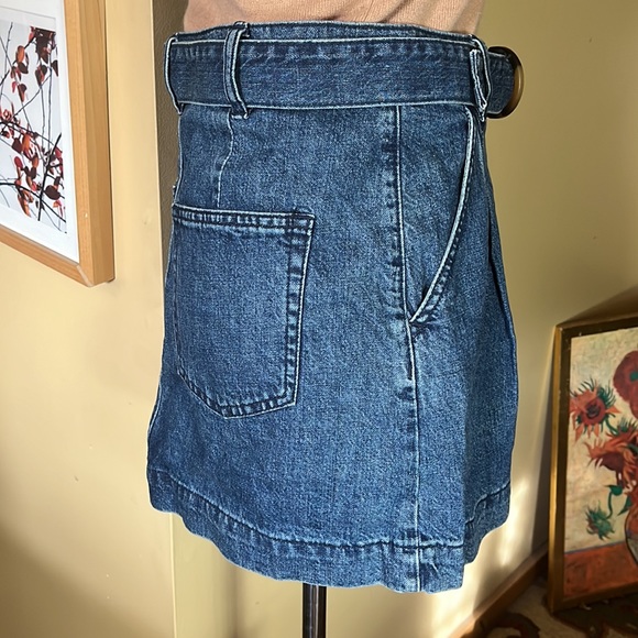 FREE PEOPLE Size 25 "Mid Indigo Wash" Belted Denim Skirt Mini Classic $78 NEW - Picture 8 of 13